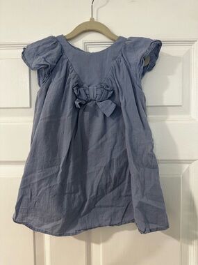 Zara Light Blue Bow-Front Cotton Dress for Girls